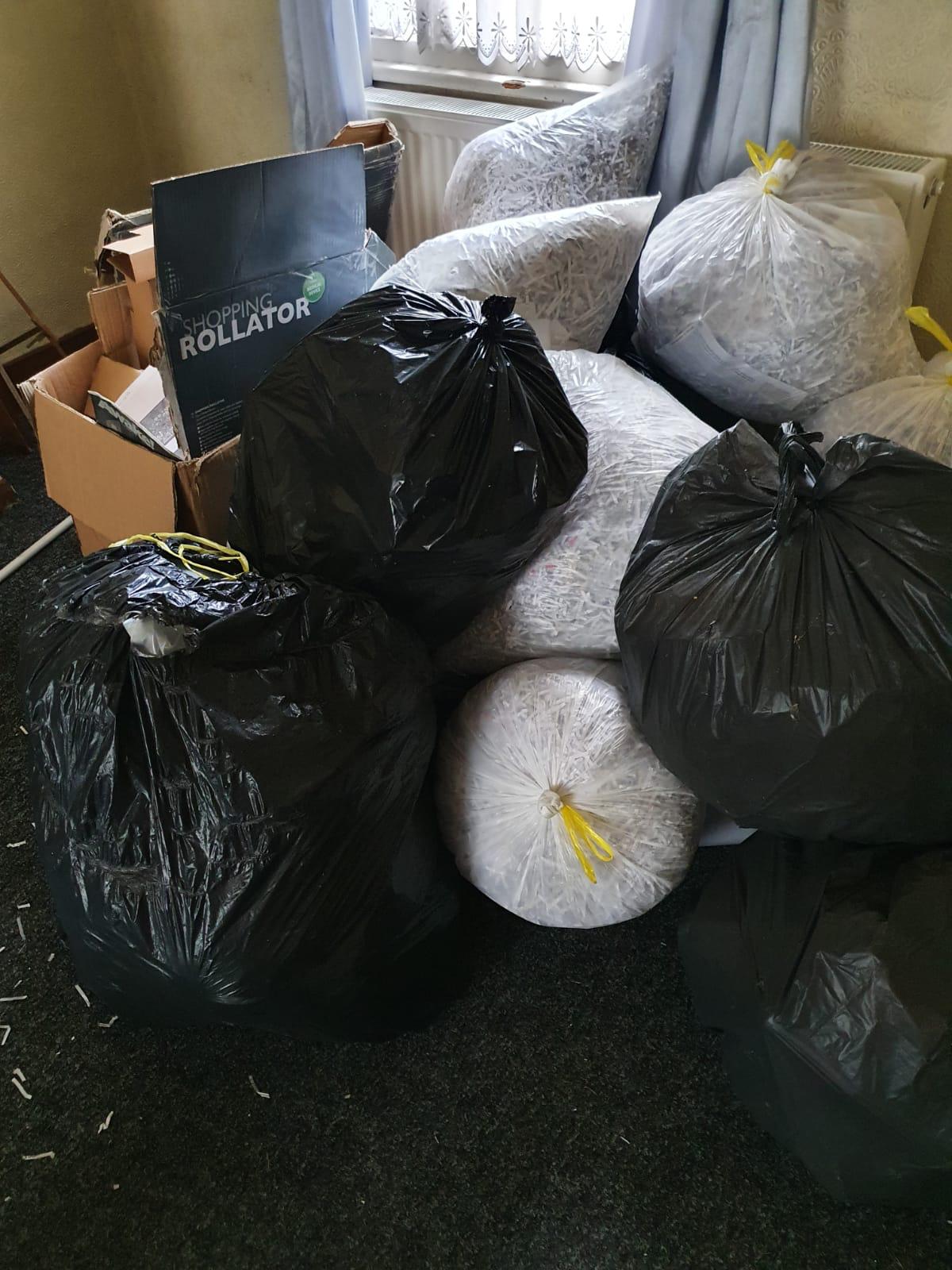 domestic junk collection in plastic bags